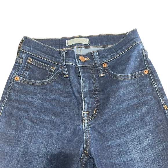 Madewell 9" High Rise Skinny Dark Wash Stretch Lightly Whiskered Jeans Size 24 - Picture 5 of 11